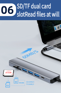 Hub <span class=keywords><strong>USB</strong></span>-C 7-en-1 multiport <span class=keywords><strong>vers</strong></span> HDTV, VGA, RJ45, TF+<span class=keywords><strong>SD</strong></span> – Station d'accueil pour ordinateur portable, répartiteur <span class=keywords><strong>USB</strong></span> 3.0 pour MacBook - Product Image 6