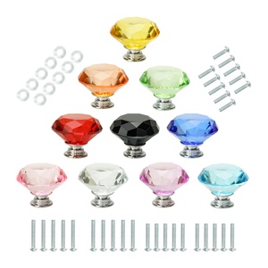 Excellente poignée de meuble à trou unique blanc cristal clair pour la cuisine matériel avancé sur armoire à tiroirs en verre inégalé - Product Image 1