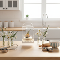 Boîte à gâteau transparente surélevée avec poignée, en gros, gaufrée, de qualité alimentaire, portable, pour desserts d'anniversaire