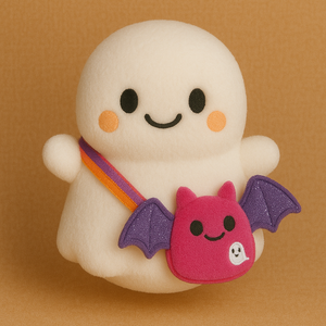 Peluche de Fantasma de Halloween Personalizado con Sombrero de Bruja, Alas de Murciélago y Linda Bolsa, Fantasma de Peluche con Bolsa de Dulces para Regalo Infantil - Product Image 4