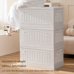 Torre de Almacenamiento Plegable Moderna de Plástico con Paneles Transparentes - Organizador que Ahorra Espacio para Sala de Estar, Dormitorio y Maletero del Auto - Product Image 3