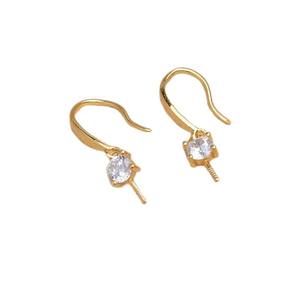 Accessoires de bijoux en argent 925 pour la création de bijoux en perles, JG5916, base de boucle d'oreille à pendentif, support vide semi-fini, 9-10 mm, taille de perle 3 mm, sac - Product Image 5