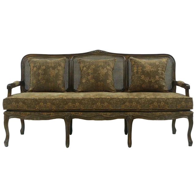 Louis 14 cane back 3 seater sofa European traditional classical furniture sofa French classical sofa