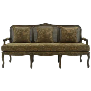 Sofá Louis 14 com encosto de cana, sofá de 3 lugares, mobília clássica tradicional europeia, sofá clássico francês