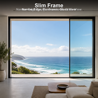 Fenêtre coulissante moderne à cadre fin, double vitrage, en aluminium, à glissière horizontale pour la maison, le salon