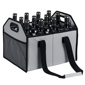 Sac isotherme pliable pour 12 bouteilles de vin, boissons, champagne, bière, avec porte-verres, pour courses - Product Image 1