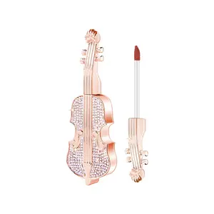 unique waterproof luxury violin shape beauty glitter single lipstick container packaging for shiny matte lady lipstick