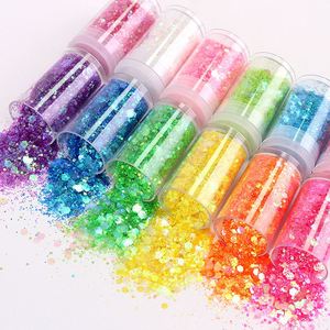 กลิตเตอร์สีรุ้งเหลือบมุกแบบเขย่า ขนาด 2 ออนซ์/ขวด สำหรับงานเรซิ่นอีพ็อกซี่ งานฝีมือ DIY และตกแต่ง จากโรงงาน Factory Xmas Chunky Nail - Product Image 4