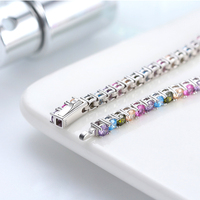 BSB139 RINNTIN Pulseras Joyería de plata 925 Sterling Diamante redondo Zirconia cúbica Multi colores CZ Tenis Pulsera Regalo