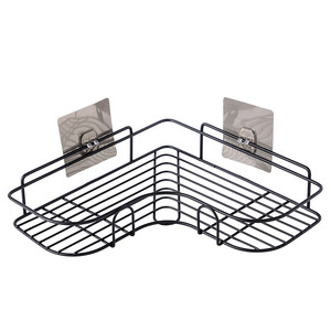 Étagère d'angle Nahe pour salle de bain, support mural en métal avec ventouse, installation sans perçage, 1 niveau de rangement - Product Image 5