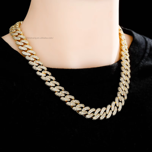 Hip Hop Full Encryption Rhombus <b>Chain</b> Copper Unisex European American Hot Sale <b>Cross</b>-border New Street - Product Image 3