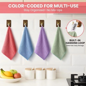 Chiffon de nettoyage en microfibre absorbant l'eau, serviettes carrées réutilisables pour la voiture, la cuisine, la salle de bain, le nettoyage ménager - Product Image 2