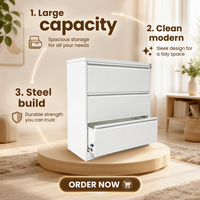Classeur vertical moderne à 3 tiroirs, large rangement en métal et acier pour bureau, chambre à coucher, école, salle de sport, utilisation directe en usine