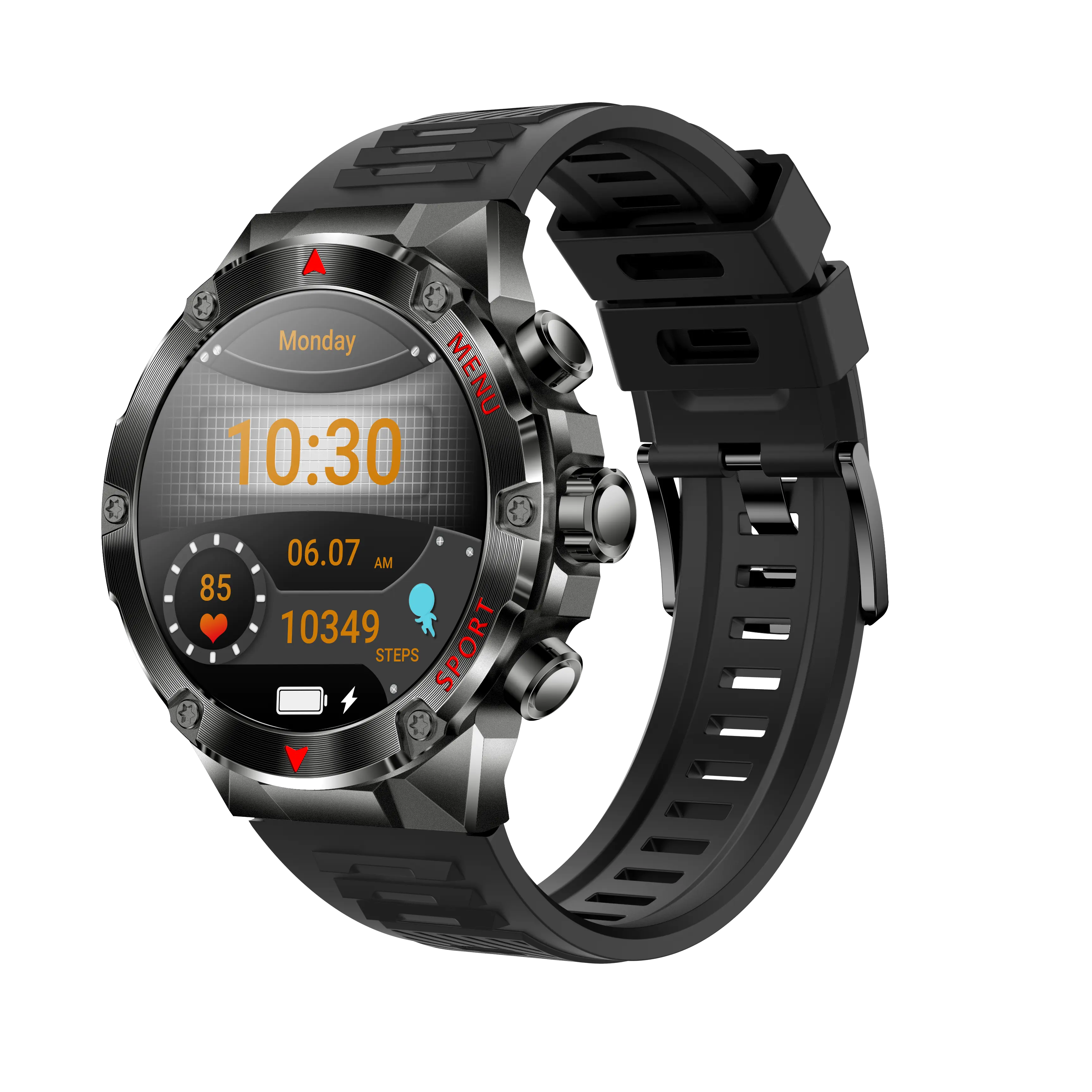 Jam tangan pintar pemantau kesehatan, arloji cerdas layar warna Hd sentuhan penuh 1.43 inci, panggilan satu sentuh, aplikasi peringkat tahan air Ip67, pemantau denyut jantung