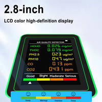 Moniteur de qualité de l'air 6 en 1 Détecteur de dioxyde de carbone précis HCHO Multifonctionnel PM2.5 PM10 HCHO CO2 CO Meter