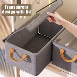Collapsible Fabric <b>Storage</b> <b>Box</b> Closet Organizer Drawer Basket <b>for</b> Clothes <b>Decorative</b> <b>Storage</b> Bins <b>for</b> Wardrobe Organization - Product Image 3