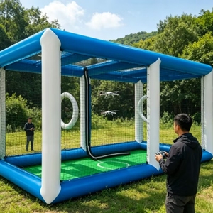 Arena de Fútbol Inflable Plegable de la Marca EJIA, Personalizada de Fábrica, con Obstáculos, Red de Seguridad, Campo de Carreras de PVC Resistente - Product Image 1
