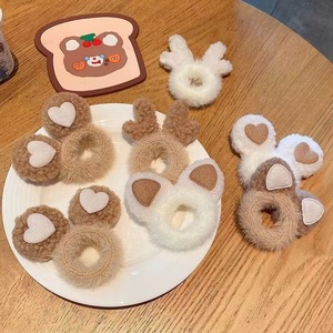 Autumn and winter children's cartoon cute antler ears plush hair <b>ring</b> rabbit ears plush hair rope <b>rubber</b> band headdress - Product Image 2