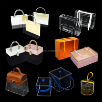 Boîte cadeau portable en acrylique pour le maquillage, avec poignée en cuir recyclable, pour la Saint-Valentin