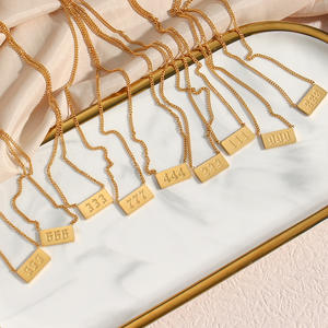 <span class=keywords><strong>Collana</strong></span> Personalizzata in Acciaio Inossidabile Placcato Oro 18K con Numero Angelico Rettangolare Alla Moda Impermeabile Regalo per Donne - Product Image 5