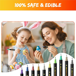 Marcadores <span class=keywords><strong>comestibles</strong></span> para decoración de galletas, marcadores metálicos de grado mejorado, bolígrafos brillantes dorados, bolígrafos para colorear alimentos con punta de doble cara - Product Image 6