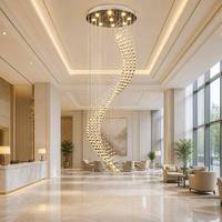 Lustre LED vintage en acier inoxydable pour grande salle d'hôtel moderne, avec cristaux K9, réglable, pour plafond de longue escalier