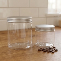 Bocaux de conservation alimentaire en plastique PET transparent de qualité alimentaire avec couvercles, 100 ml, 200 ml, 250 ml, 350 ml, 500 ml, 1000 ml