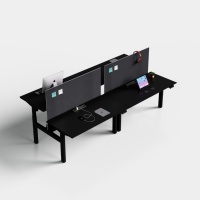 Bureau moderne durable de luxe avec moteur électrique unique, bureau assis-debout, élévateur d'ordinateur, cadre blanc, hauteur réglable