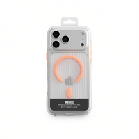 Coque de téléphone mobile officielle IP pour 17 PRO MAX, transparente, avec texture côtelée luminescente, anneau magnétique et support de lanière