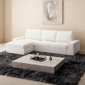 Divano Componibile Tradizionale a 3 Pezzi a Forma di <span class=keywords><strong>L</strong></span> Reclinabile con Rivestimenti Rimovibili in Tessuto Grigio Stile <span class=keywords><strong>Antico</strong></span> Trapuntato Francese per Soggiorno - Product Image 3