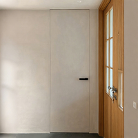 Porte intérieure battante sans cadre en aluminium pour villa et appartement, insonorisée, avec dalle en silicate de calcium peignable et revêtement latex et artistique