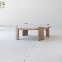 skandinavische moderne möbel wabi sabi tisch runder couchtisch aus natürlichem holz beton tischplatte eiche-beine