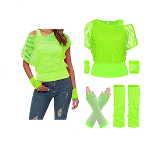 Top <span class=keywords><strong>de</strong></span> Rejilla <span class=keywords><strong>de</strong></span> <span class=keywords><strong>los</strong></span> <span class=keywords><strong>80</strong></span>, Disfraces <span class=keywords><strong>de</strong></span> <span class=keywords><strong>los</strong></span> <span class=keywords><strong>80</strong></span>, Camiseta <span class=keywords><strong>de</strong></span> Rejilla con Hombros Descubiertos, Accesorios <span class=keywords><strong>de</strong></span> Fiesta Temática Retro, Cosplay - Product Image 3