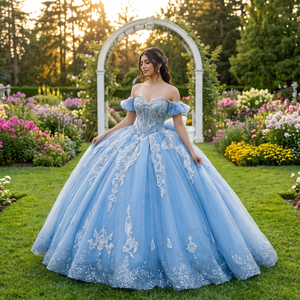 Lsmc99 bóng áo choàng quinceanera Dresses draped Puff tay áo 3D appliques thạch thực hiện để đặt hàng 15 Anos Vestido jancember - Product Image 1