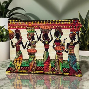 Pochette cosmétique ethnique africaine pour femmes, sac à fermeture éclair avec imprimé artistique traditionnel coloré, organiseur de <span class=keywords><strong>maquillage</strong></span> de voyage - Product Image 2