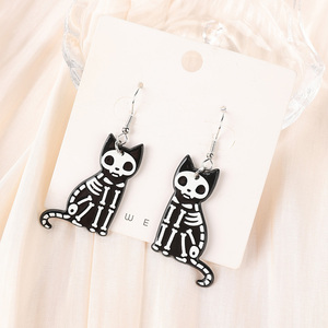 1Pair Fashion Halloween Creative Acrylic Skull <strong>Black</strong> Cat <strong>Dangle</strong> <strong>Earrings</strong> for Women Birthday Festival Gift Lovely Jewelry - Product Image 2