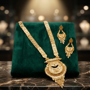Colliers longs plaqués or 14K 18K 24K en laiton, design floral, style indien, bijoux de mode en gros - Product Image 4