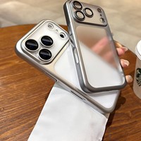 Coques transparentes mates givrées pour iPhone en gros 17 16 15 14 13 12 Pro Max avec protection d'objectif, antichoc, coque de protection pour téléphone portable
