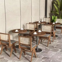 Ensemble de meubles de restaurant en cuir rotin et bois massif moderne personnalisé pour hôtels, bars, clubs, table à manger commerciale, banquette de canapé