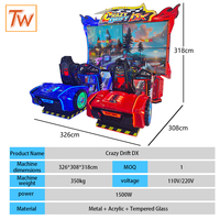 TOPWAY Colorful Park Simulateur de course automobile en anglais, machine de jeu d'arcade dynamique à quatre écrans, à monnayeur, pour divertissement