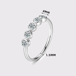 Bague unisexe en argent sterling S925, vente chaude, mode, 5 pierres de diamant fantaisie de couleur naturelle, bijoux pour cadeau - Product Image 5
