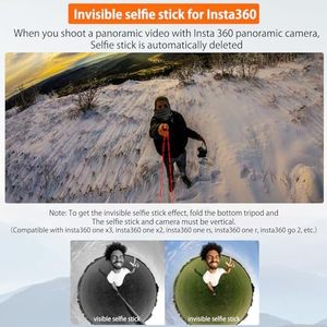 Gậy tự sướng kiêm chân máy ảnh có khả năng kéo dài, tương thích với <span class=keywords><strong>GoPro</strong></span> Max <span class=keywords><strong>Hero</strong></span> 10 9 8 7 6 5 <span class=keywords><strong>4</strong></span>, DJI Osmo Action, Insta 360 One R và nhiều loại camera hành động khác - Product Image 5