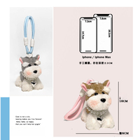 Porte-clés en peluche Schnauzer Kawaii avec collier de perles et pendentif cœur argenté, breloque de sac chien mignon, animal en peluche pour cadeau