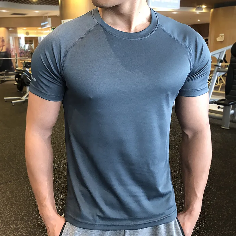 High Elastic Gym Tshirt Wholesale 100 Polyester Tshirt Men Training Active Shirt Running Sport Shirts