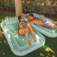 Lit de piscine gonflable pour adultes avec oreiller, double usage, pour la plage et la baignade estivale en extérieur