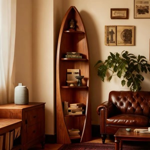 Solid Wood <strong>Corner</strong> Cabinet Triangular Cabinet French-Style Boat-Shaped <strong>Corner</strong> Shelving <strong>Unit</strong>, <strong>Corner</strong> Cabinet Living Room Bookshelf - Product Image 1