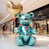 Vente Personnalisée Métal Miroir Polissage Art Animal Statue Grande Sculpture En Acier Inoxydable Placage Couleur Ours pour Ville Public Décor