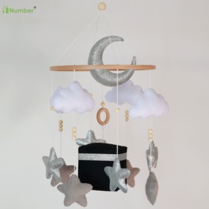 Mobile musical de berceau islamique pour nouveau-né, avec clochette, étoiles rotatives, Mecque et Coran, pour bébé fille et garçon - Product Image 2