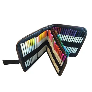 Fermuarlı kalem kanvas çanta 72 yuvaları Handy renkli kurşun kalem sahipleri su renkli kurşun kalem s, seyahat çantası, kalemtıraş