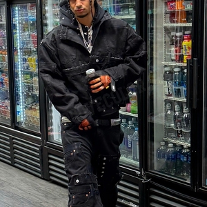 YSJY Produttore di Abbigliamento Streetwear, Set Personalizzati con <span class=keywords><strong>Giacca</strong></span> di Jeans <span class=keywords><strong>Oversize</strong></span> Ricamata e Pantaloni in <span class=keywords><strong>Denim</strong></span> Pesante per Uomo - Product Image 5